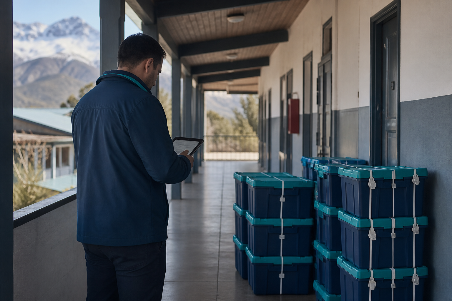 Supervisor revisando materiales trazables antes de una operación en terreno